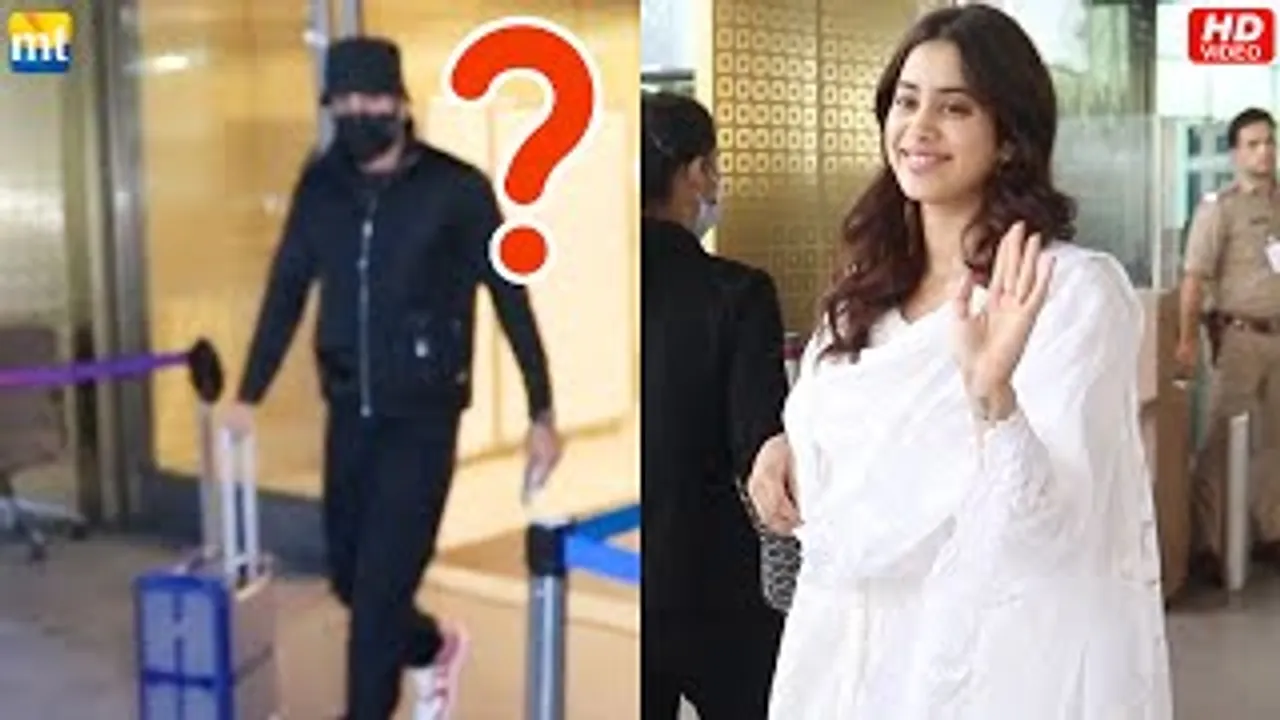 Shiva Ranbir Kapoor carries his own Luggage, Janhvi Kapoor looks fresh in White Salwar at airport