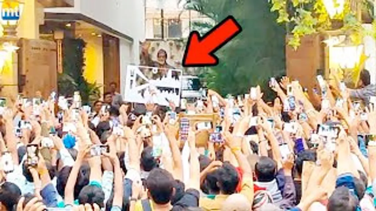 Amitabh Bachchan greets his fans who gathered outside his house "Jalsa" on his 80th Birthday