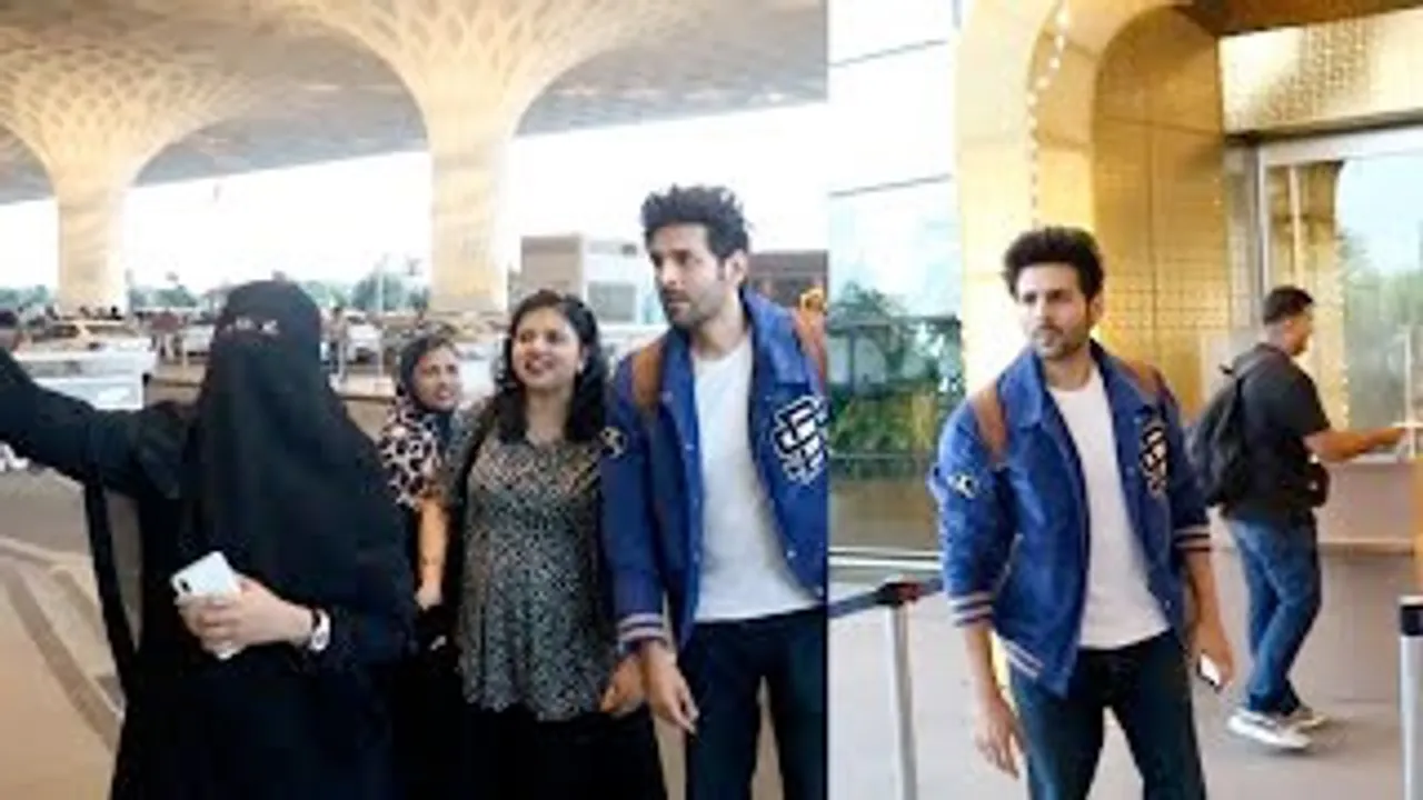 Kartik Aaryan leaves for Ahmedabad for Satyaprem Ki Katha shoot, takes selfies at airport