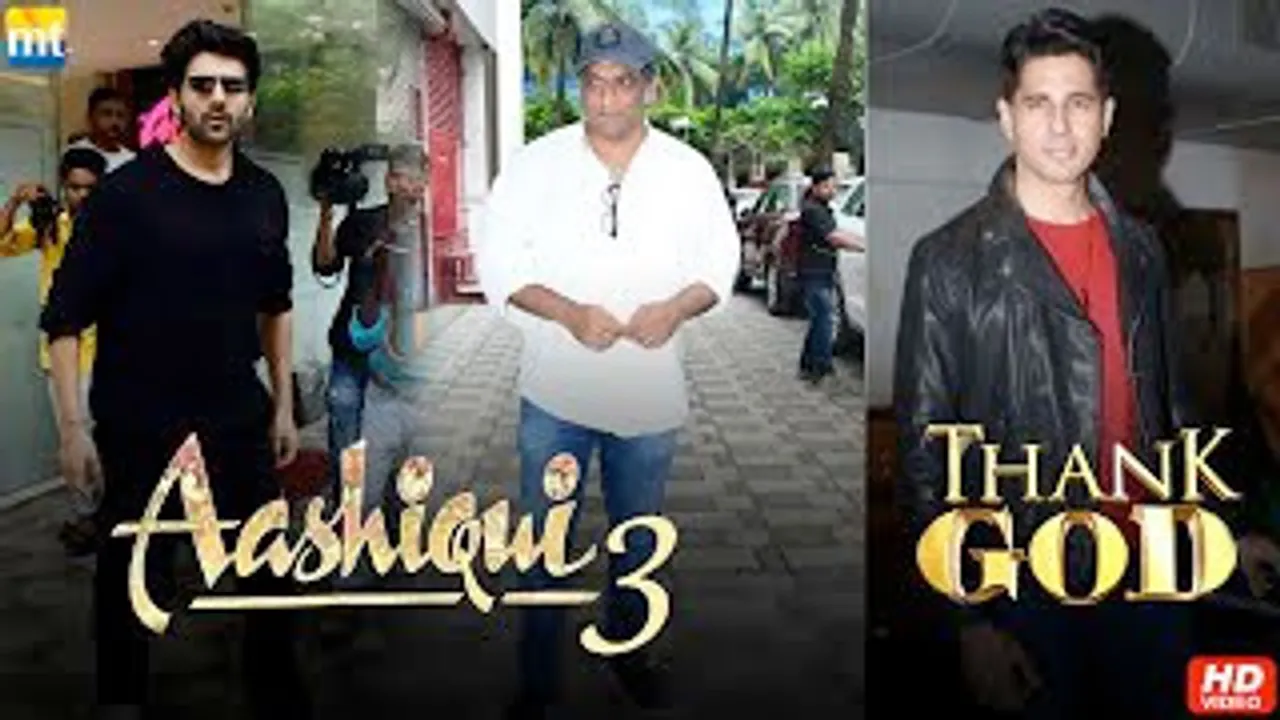Aashiqui 3 actor Kartik Aaryan & Dir. Anurag Basu at T-series office; Thank God Sidharth Malhotra
