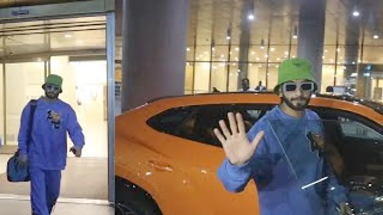 Ranveer Singh drives off in his Orange Lamborghini Urus Pearl as he returns from Marrakech