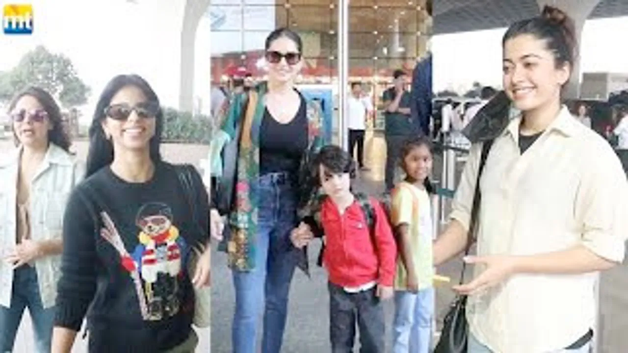 Shahrukh Khan's daughter Suhana Khan & Wife Gauri Khan; Agastya Nanda, Rashmika Mandanna And Sunny Leone At The Airport