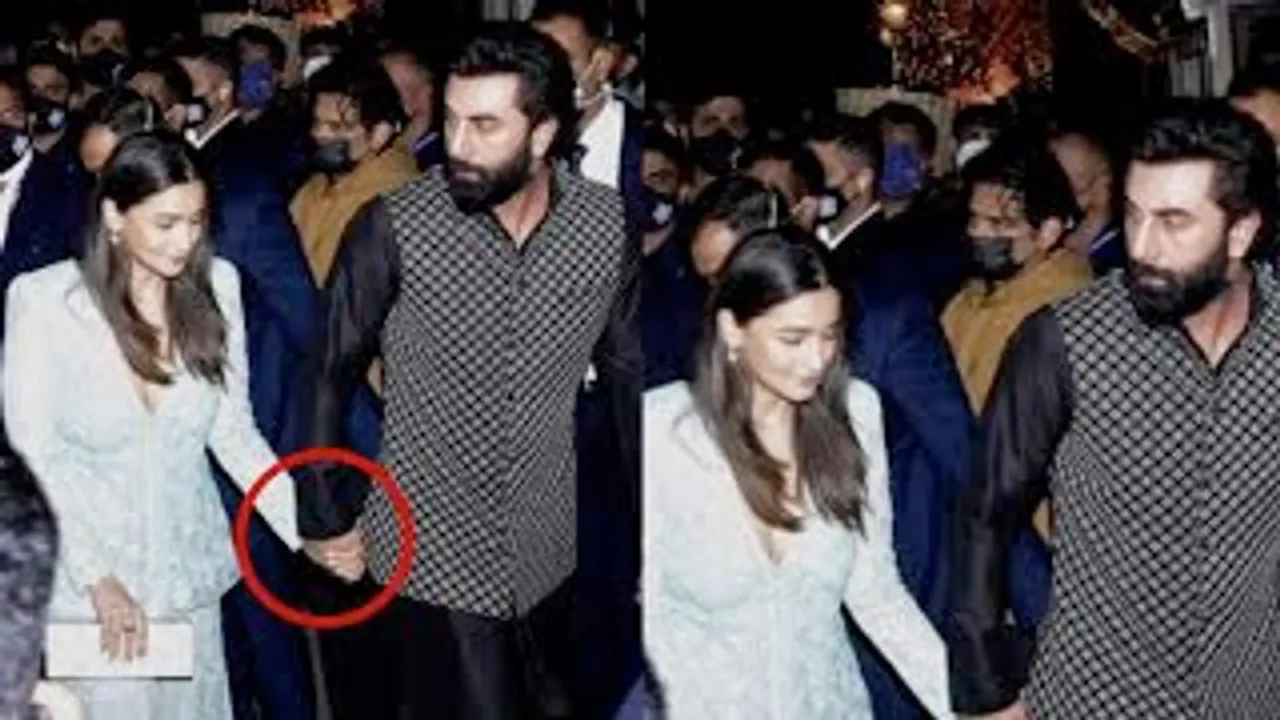 Ranbir Kapoor holds Alia Bhatt's hand & walks her through crowd at Anant Ambani-Radhika Engagement