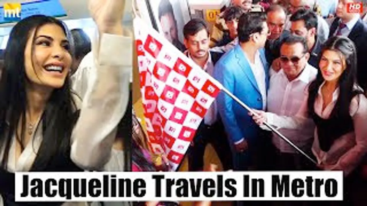 Jacqueline Fernandez travels in Metro to unveiling of Goldmedal Electricals