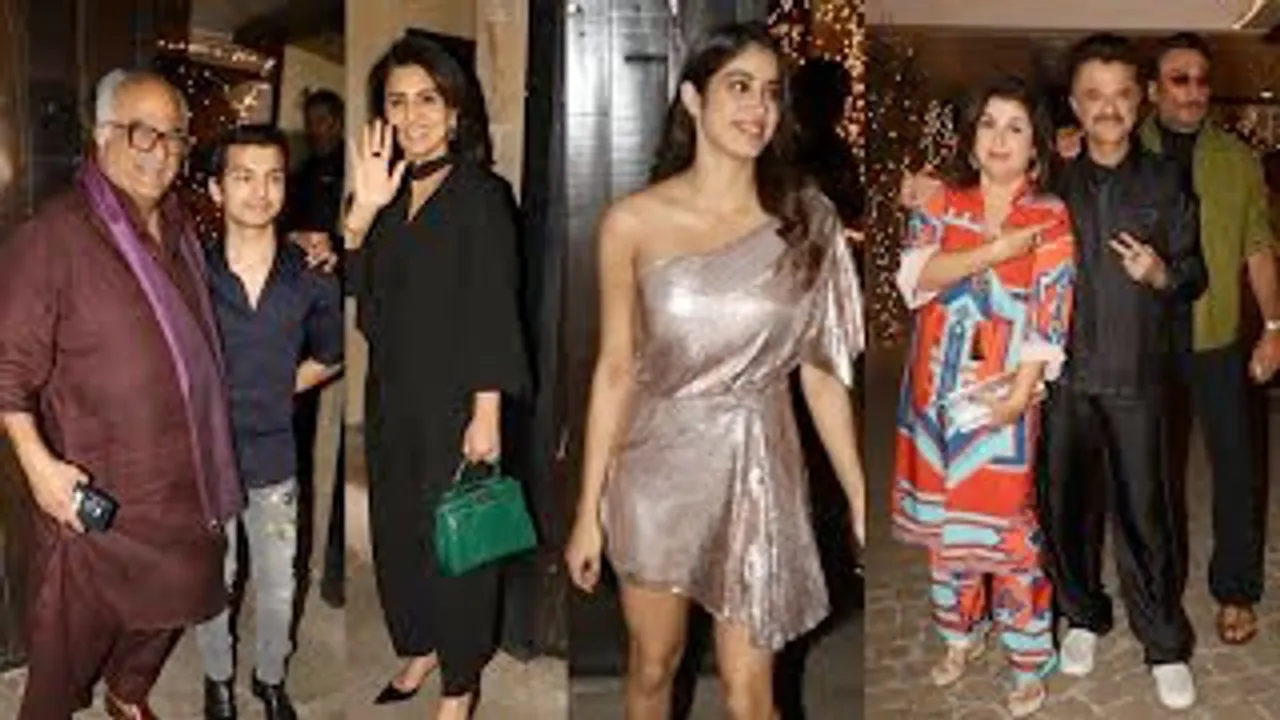 Janhvi Kapoor in Glittering one piece at Chachu's Anil Kapoor's Birthday Bash Along With Boney Kapoor, Farah Khan And Others