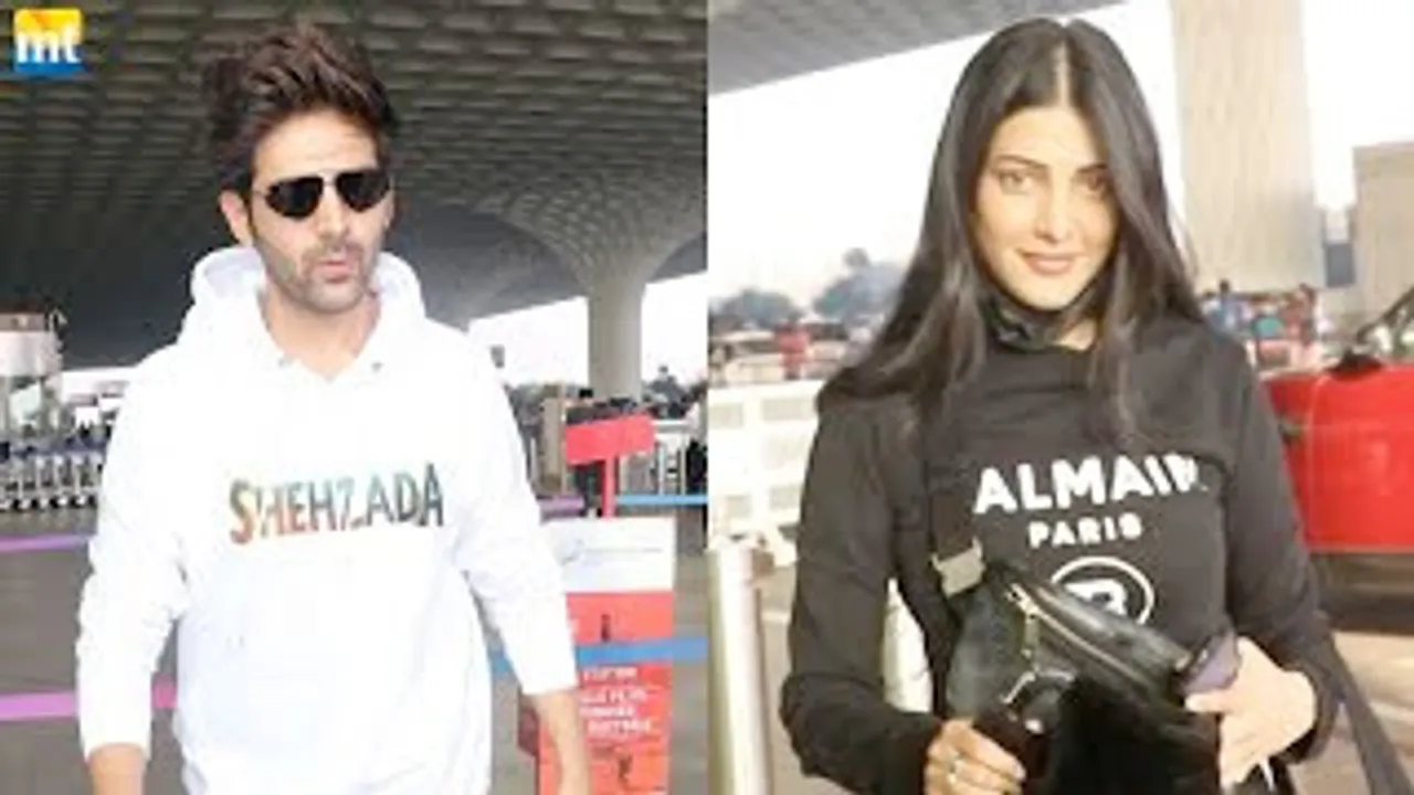 Kartik Aaryan wears Shehzada's Hoodie leaves for Event; Shruti Haasan In winter mood at airport
