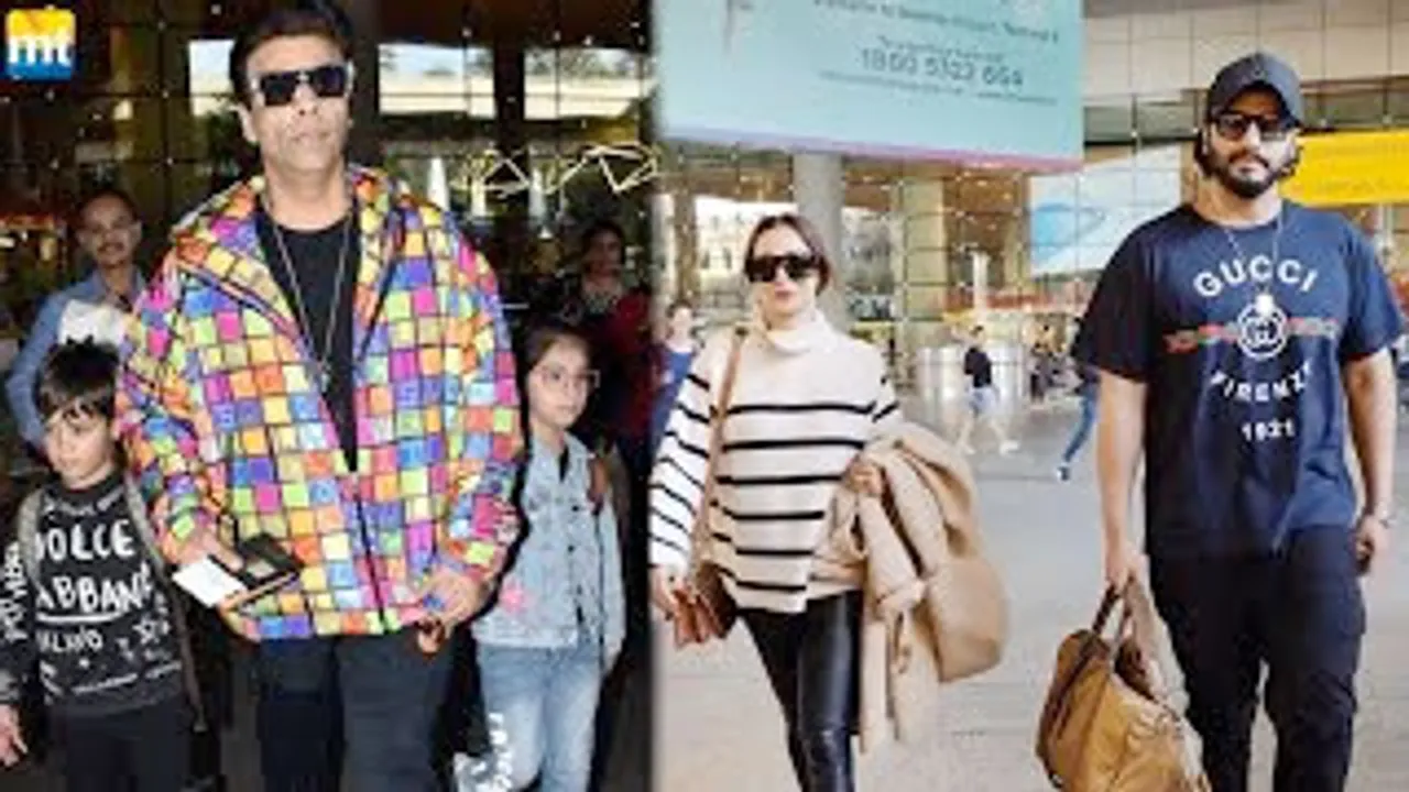 Love Birds Malaika Arora & Arjun Kapoor return from New Year Vacation; Karan Johar with Kids At Airport
