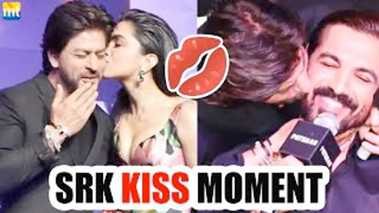 Shah Rukh Khan's KISS MOMENTS with Deepika Padukone & John Abraham At Pathaan Success Meet