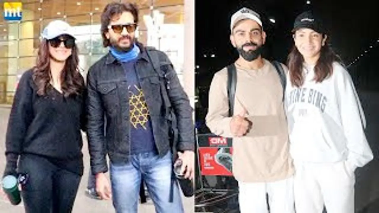Virat Kohli & Anushka Sharma return from Vrindavan; Riteish Deshmukh & Mrunal Thakur at Airport