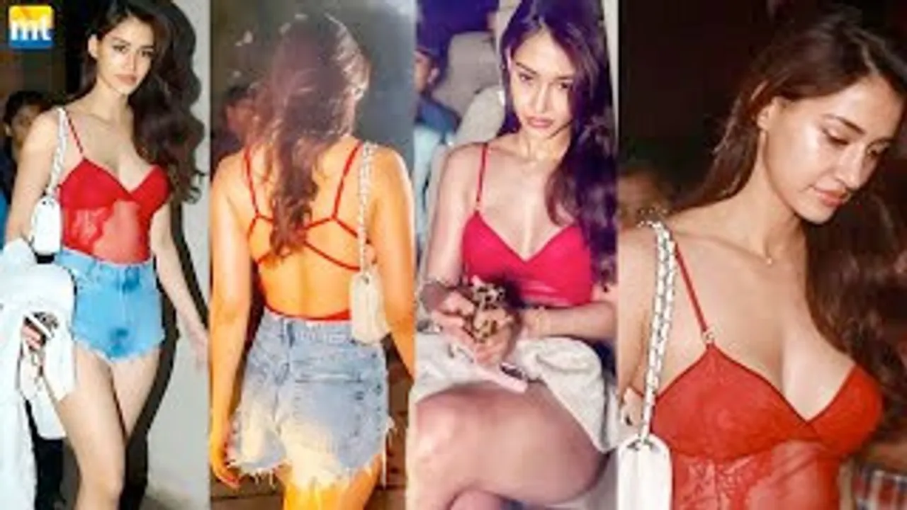 Disha Patani Shows her Bareback in Red Bralette, flaunts her curves in Tight Shorts