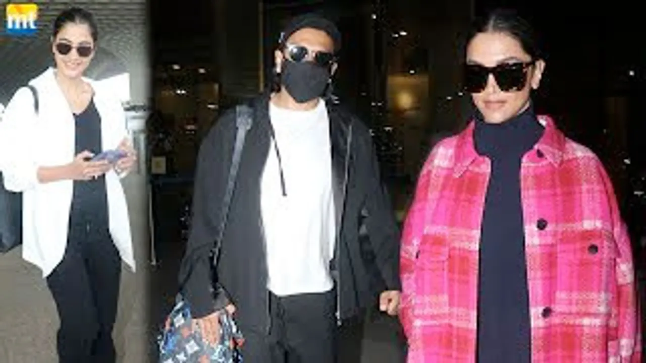 WIFE Deepika Padukone & HUBBY Ranveer Singh lands in Mumbai Back to Back; Pooja Hedge At Airport