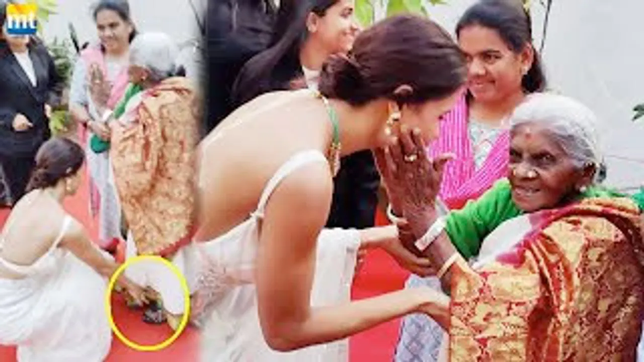 Priyanka Chahar Choudhary TOUCHES Old lady's feet and takes her blessings