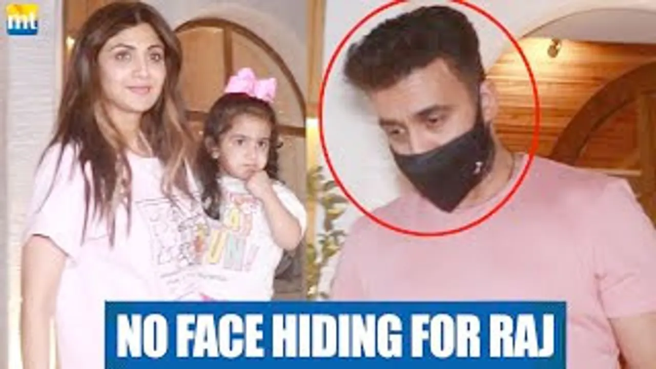 No More Face HIDING for Raj Kundra as he enjoys Pizza Party with Shilpa Shetty & Daughter Samisha