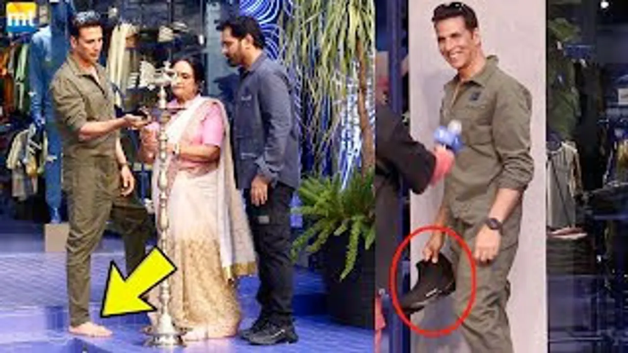 Akshay Kumar REMOVES his Shoes before Lighting Lamp, HOLDS it in his own Hands in front of a Lady