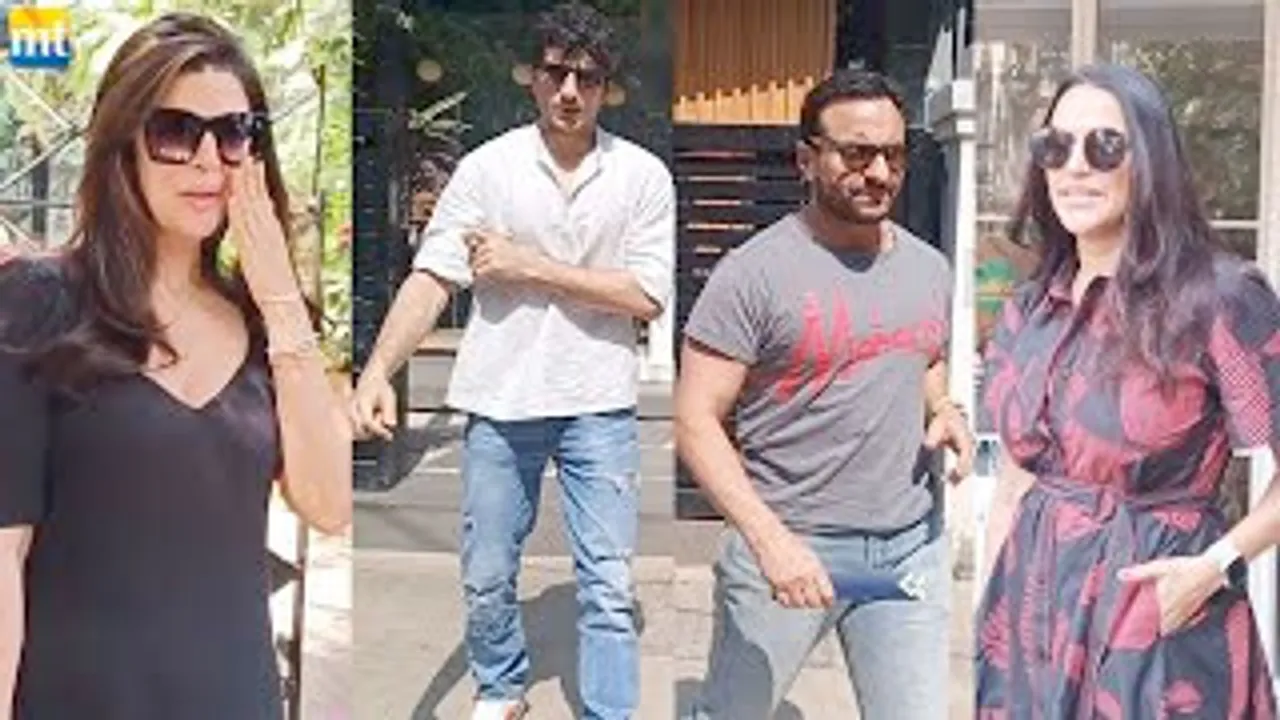 Father-Son Saif Ali Khan-Ibrahim Ali Khan Post Lunch, Mein Jaau Neha Dhupia fun with Paps, Nimrat Kaur at Salon