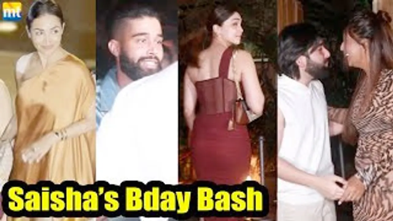 Malaika Arora, Sharvari Wagh in Red Wine Dress, AP Dhillon with Gunmen, Orry And Others At Saisha Birthday Bash