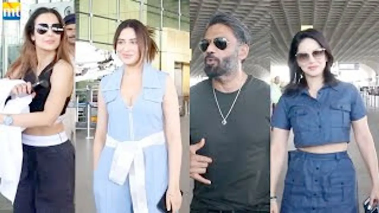 Malaika Arora, Mahira Sharma, Suniel Shetty, Vicky Kaushal & Sunny Leone At Airport
