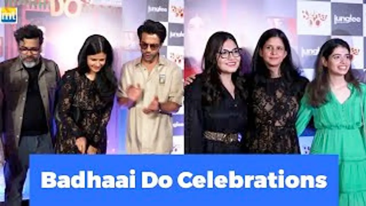 Rajkummar Rao, Huma Qureshi, Abhishek Banerjee At The Celebration Bash Of Badhaai Do For Winning Multiple Awards At Filmfare Awards 2023