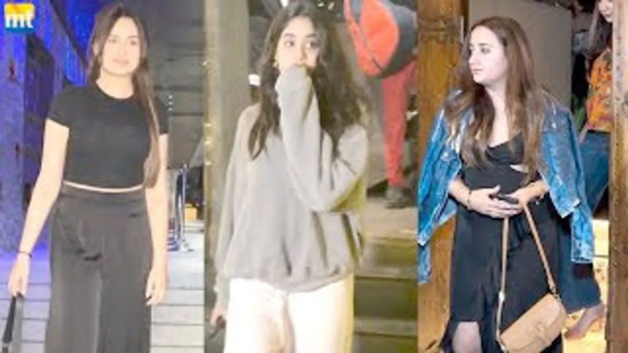 Daanto Se Ungli Dabaye Janhvi Kapoor, Varun Dhawan's Wife Natasha Dalal, Mahira Sharma At Restaurant