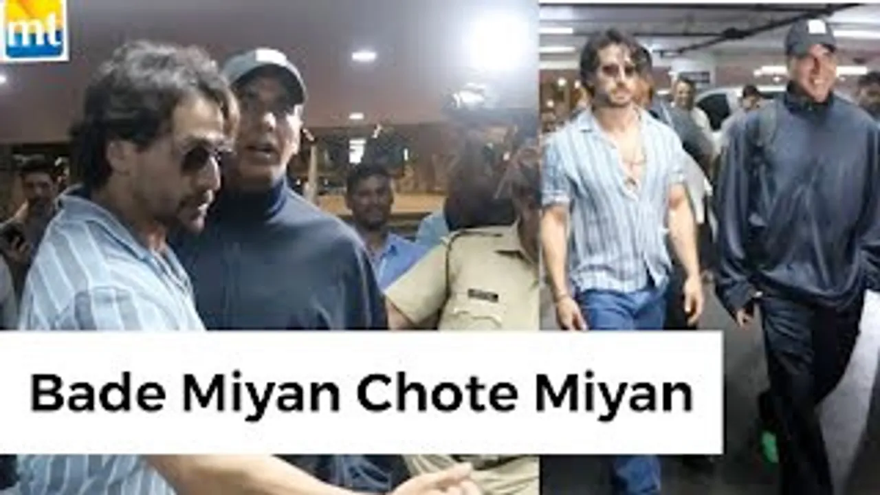 Tiger Shroff shields Bade Miyan Akshay Kumar At The Airport As They Return From BMCM Shoot