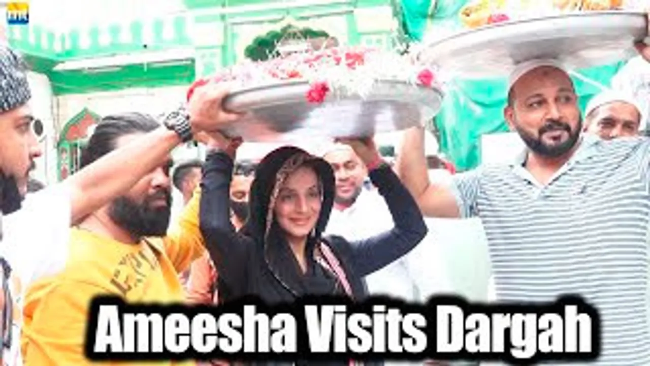 Sakina Aka Ameesha Patel visits Mahim Dargah in Black Suit seeks blessing before Gadar 2 releases