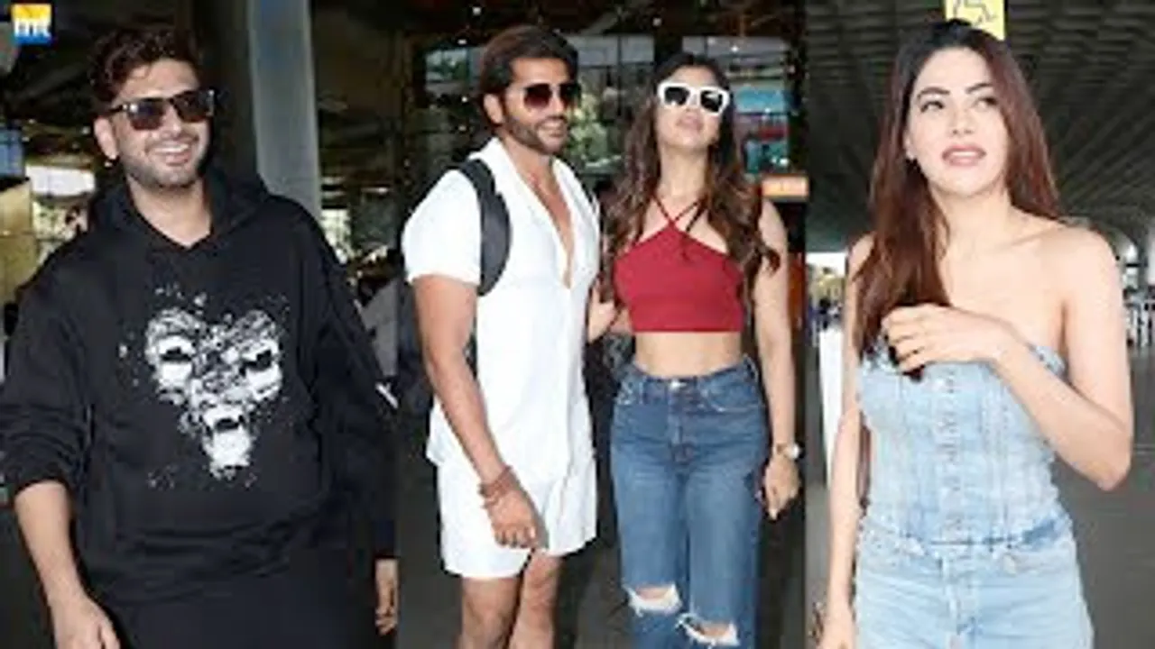 Karan Kundrra BLUSHES when Paps Ask Teja's Birthday, Nikki Tamboli, Akanksha Puri-Karanvir Bohra, Pandya Family & Others Spotted At Airport