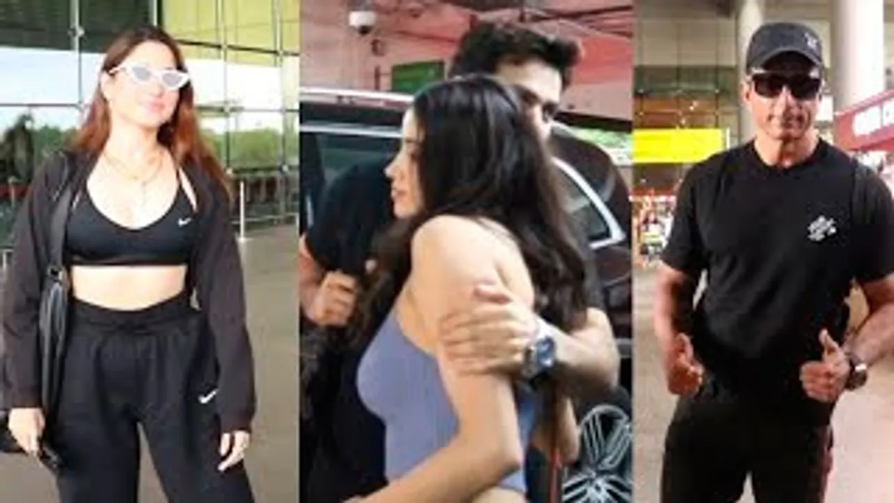 Bawaal Jodi Varun Dhawan-Janhvi Kapoor Return From Dubai, Tamannaah Bhatia Shakes Leg with Pap On Kaavaalaa, Sonu Sood Selfie With Fans & Ruhi Singh At The Airport