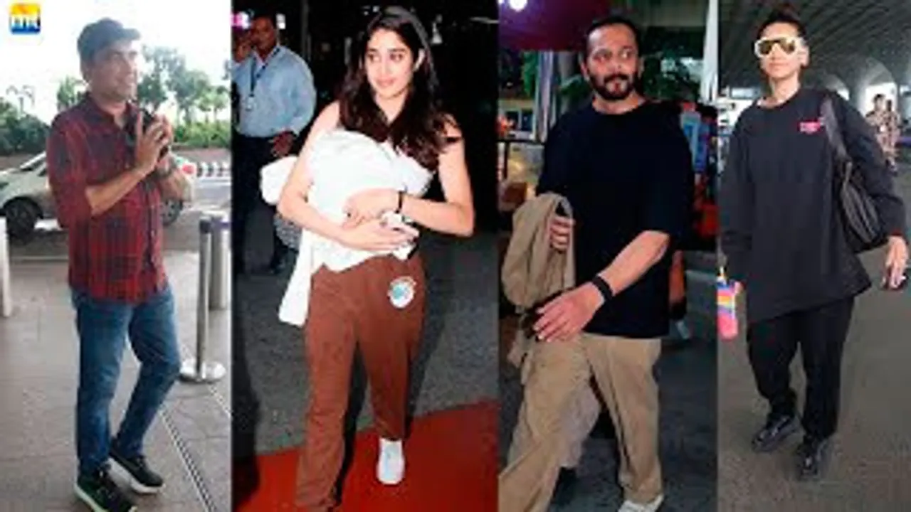 Janhvi Kapoor Back From Ulajh Shoot, Sonu Sood, Rohit Shetty, Pankaj Tripathi, Krystle D'Souza & Shibani Dandekar Spotted At Airport