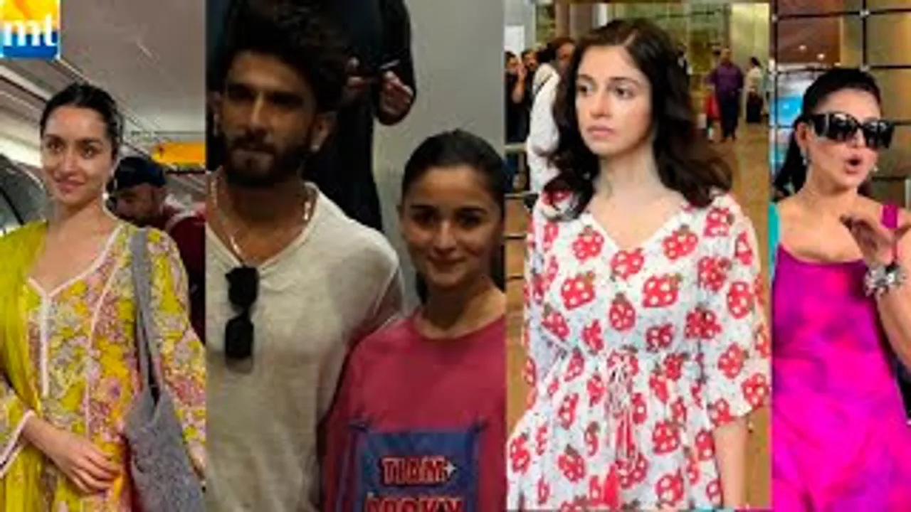 Ranveer Singh-Alia Bhatt Return from Kanpur, Shraddha Kapoor In No Make-up Look, Urvashi Rautela In Pink, Divya Khosla Kumar Returns To Town
