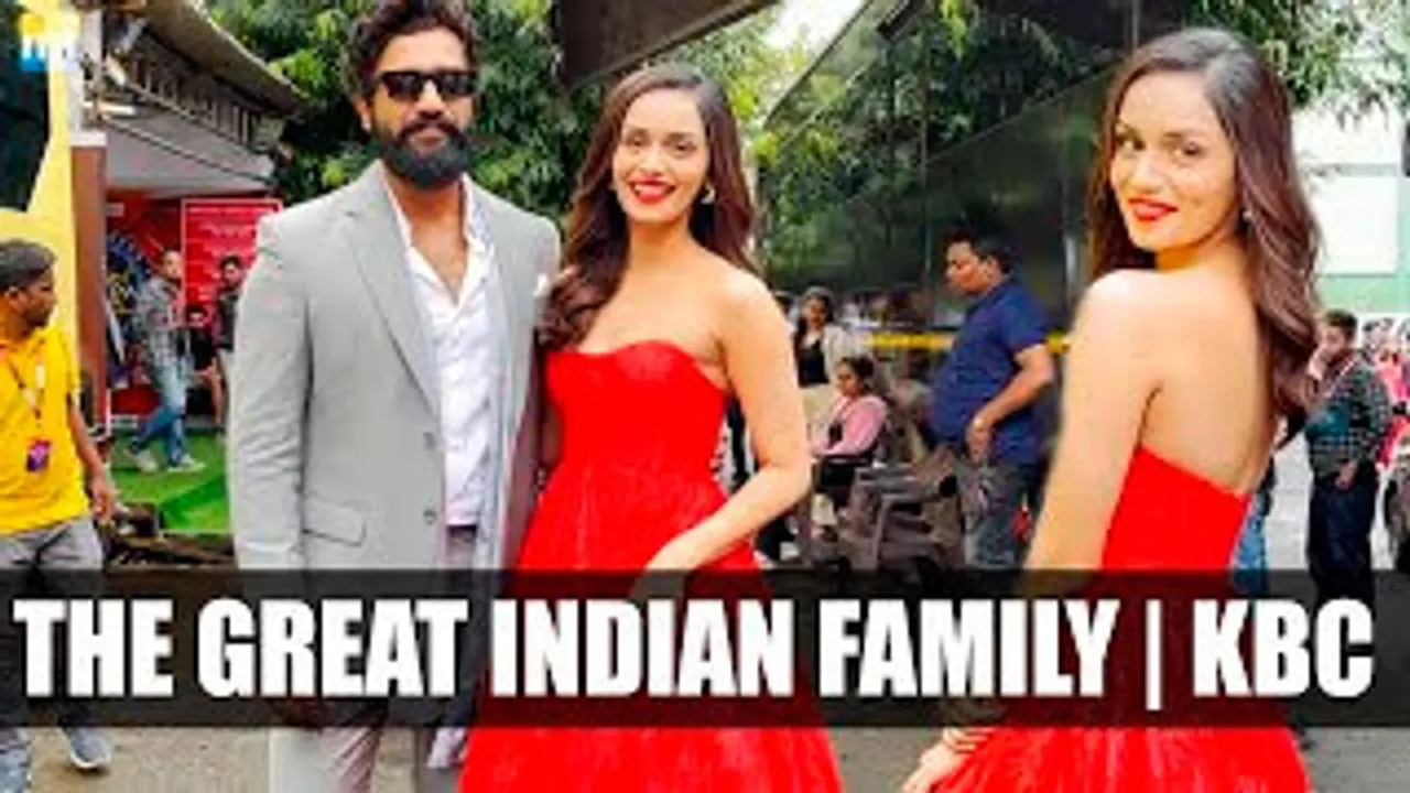 Vicky Kaushal With Beard & Manushi Chhillar Looks Red Wine During The Great Indian Family Promotions On KBC Sets