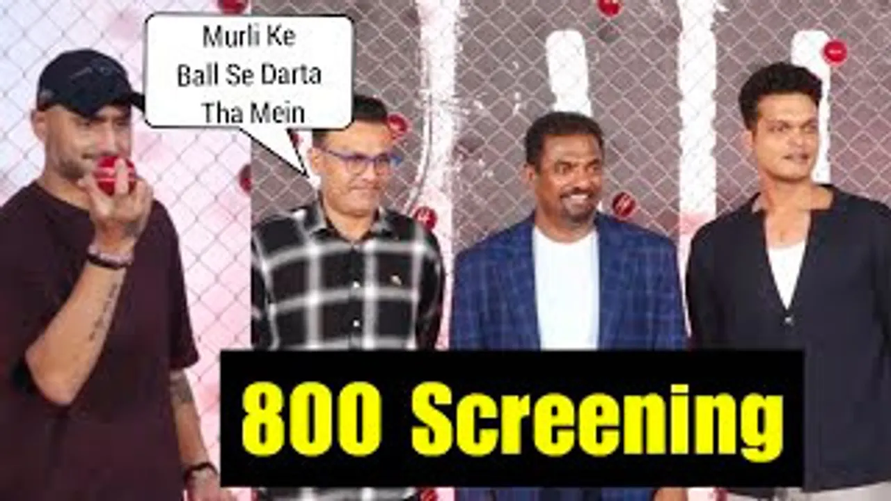 3 Cricket Legends Muttiah Muralitharan, Virender Sehwag & Harbhajan Singh At 800 Premiere