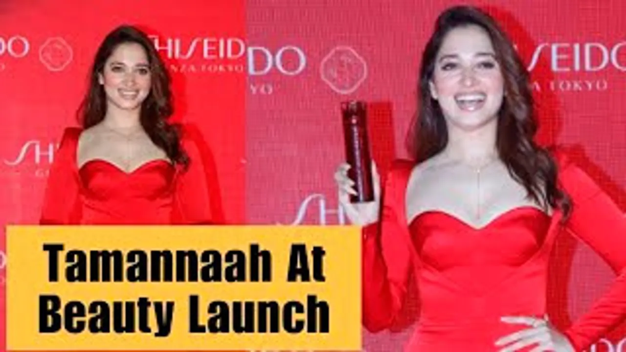 Is Tamannaah Bhatia in Christmas Vibes? oozes glamour in this stunning red dress At Shiseido Store Launch