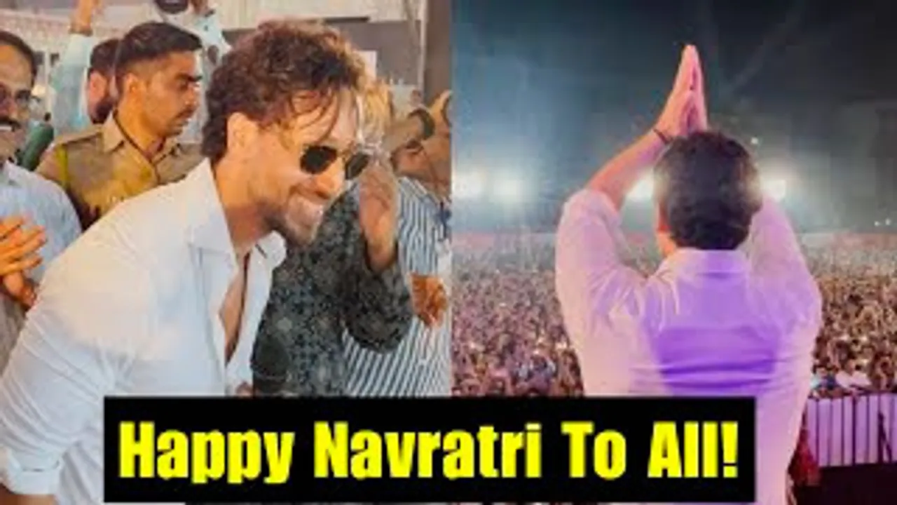 Tiger Shroff met his fans and grooved to the party anthem 'Hum Aaye Hain' During Ganapath Promotions At A Navratri Pandal