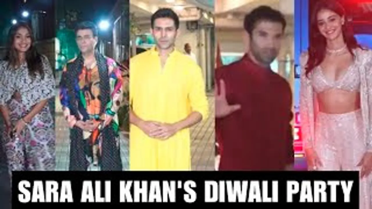 Kartik Aaryan, Ananya Panday, Aditya Roy Kapur, Karan Johar & Others At Sara Ali Khan's Diwali Bash