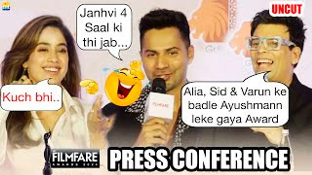 Janhvi Kapoor, Varun Dhawan & Karan Johar FUNNY Moments At Filmfare Awards 2024 Press Conference - Uncut