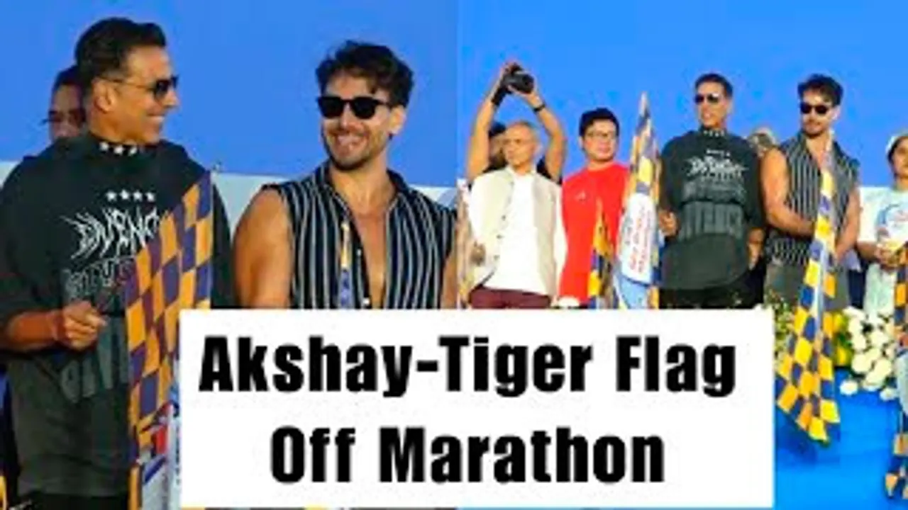 Akshay Kumar and Tiger Shroff Flag Off The Biggest Marathon At Atal Setu Sea Bridge