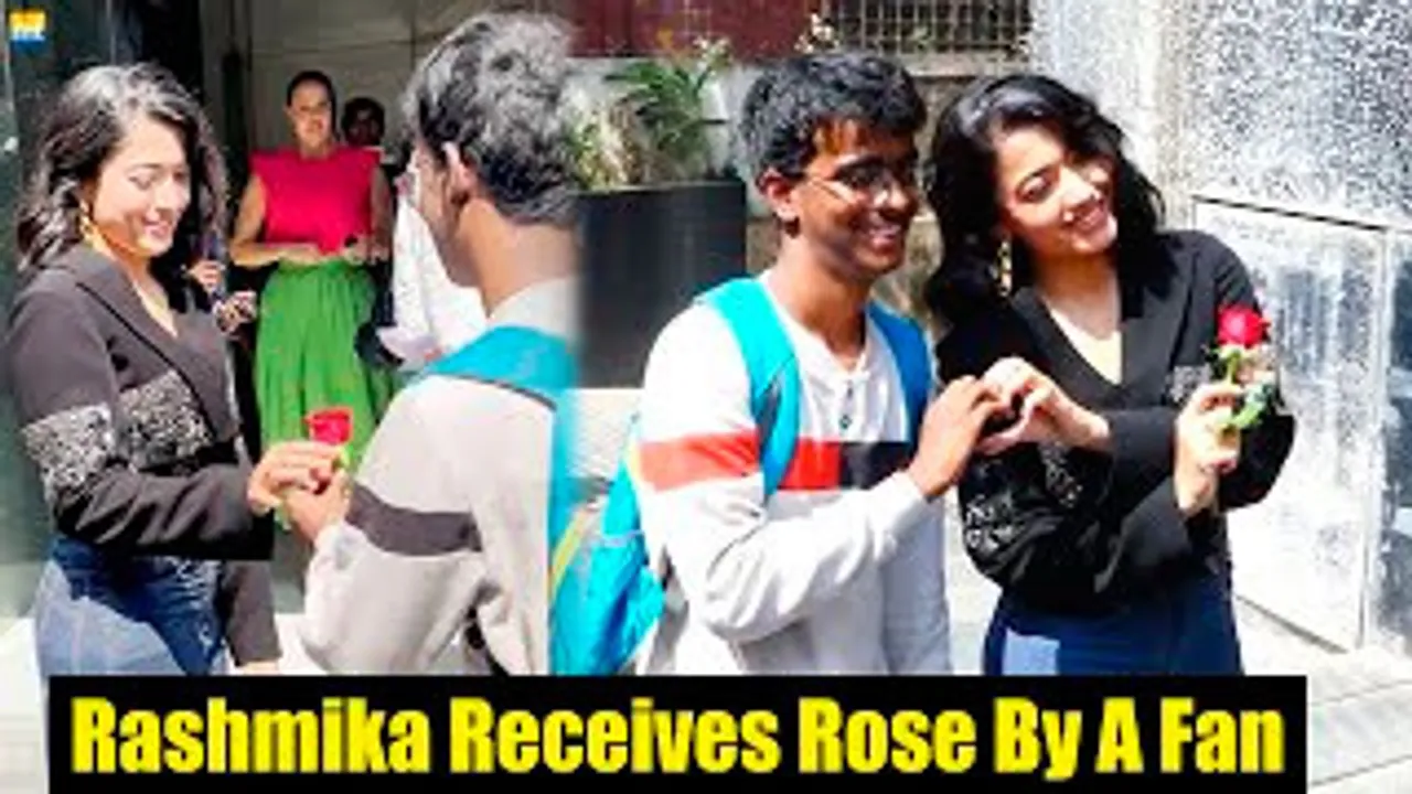 Nation Crush Rashmika Mandanna को एक Male Fan ने दिया गुलाब On Sets Of No Filter Neha Season 6