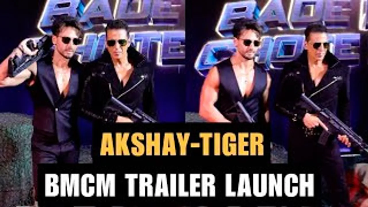 Akshay Kumar-Tiger Shroff Holding GUNS At Bade Miyan Chote Miyan Trailer Launch