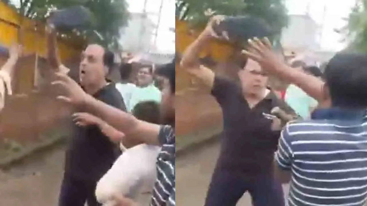  BJP leader hits mother and son with slipper in uttar pradesh 