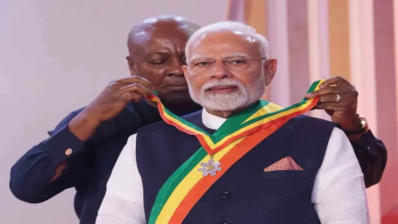 Prime Minister Modi honored with Ghana's highest award Photograph: (Narendra modi X) 