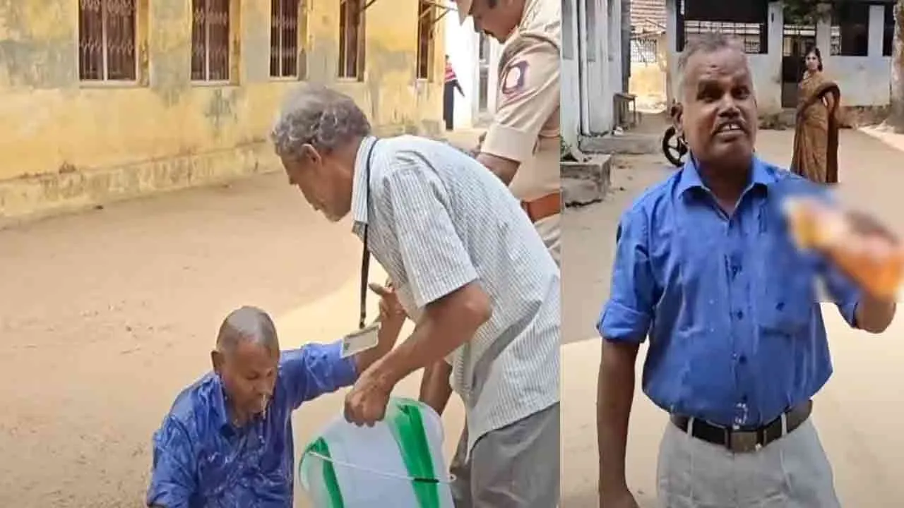  'End the anarchy in the education sector...' - Teacher tried to set himself on fire while chanting Photograph: (ramanathapuram) 