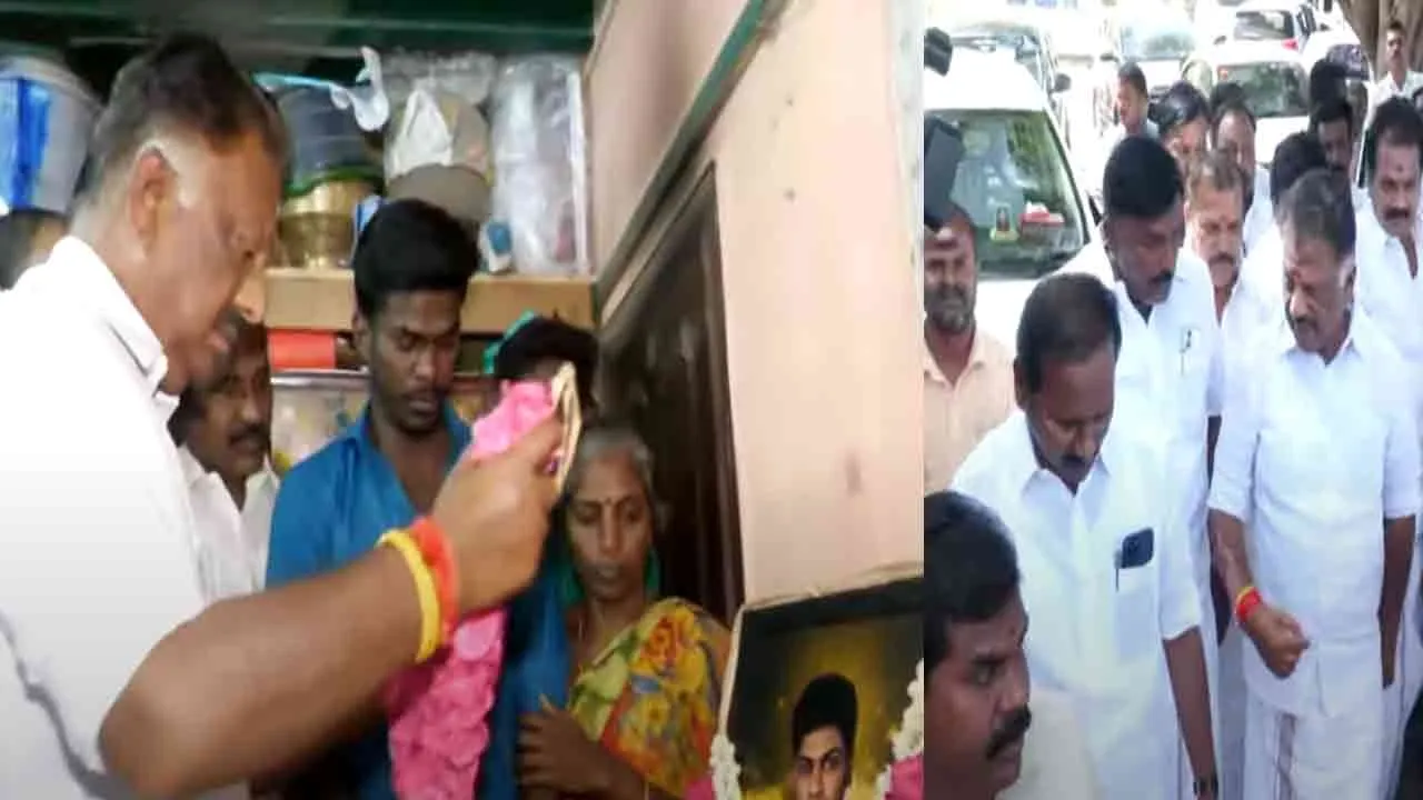  OPS meets Ajith's family and consoles them Photograph: (OPS) 