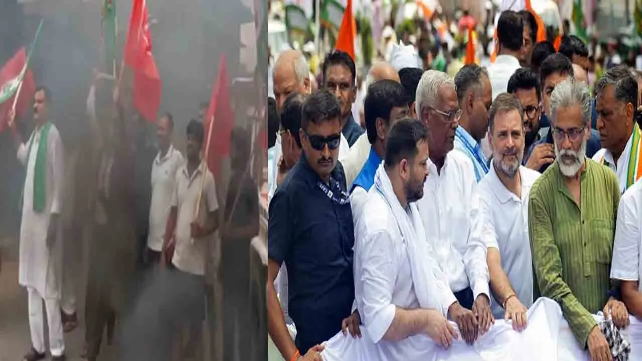  India bloc leaders struggle against election commission Voter roll revision in Bihar 