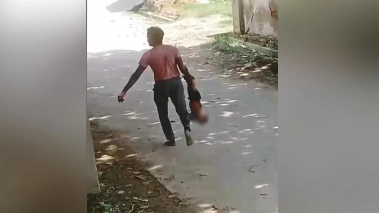 Father carries 8-month-old baby upside down to demand dowry! 