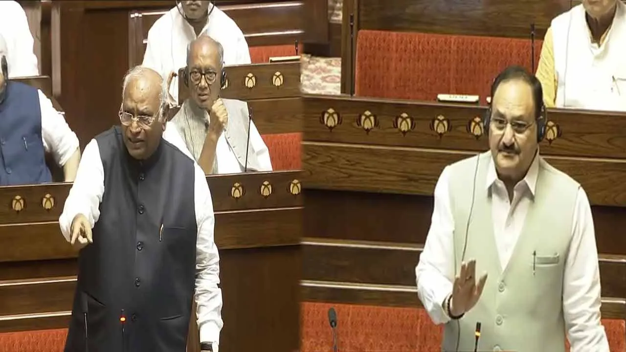  JP Nadda apologizes to Kharge over pm remark in rajya sabha 
