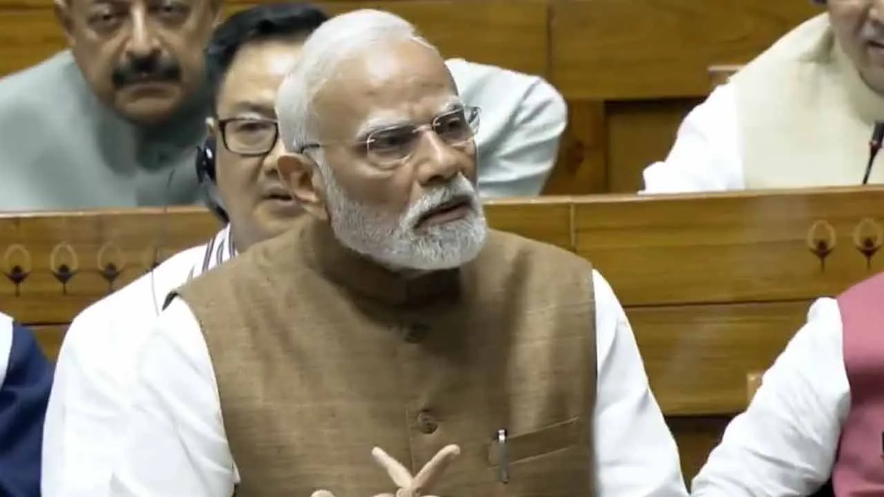  PM Modi lashes out congress in lok sabha on operation sindoor debate 