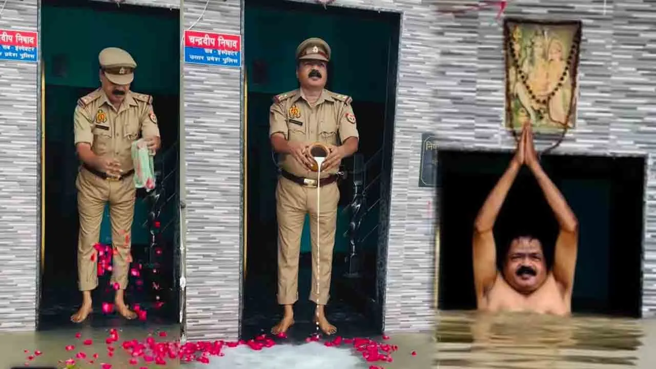  “அம்மா.... கங்கா ம்மா.....” - வீட்டிற்கு வந்த வெள்ளத்துக்குப் பாலாபிஷேகம் செய்த எஸ்.ஐ!