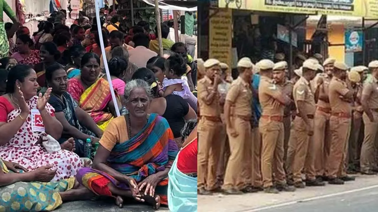  Sanitation workers protest - Police warning Photograph: (police) 