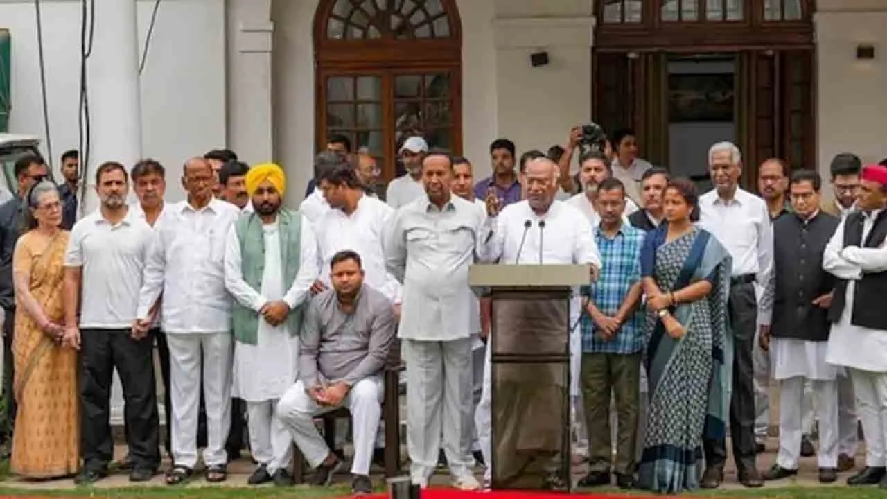  India Alliance meet first time in 14 months and joint protest march Parliament to Election Commission’s office 