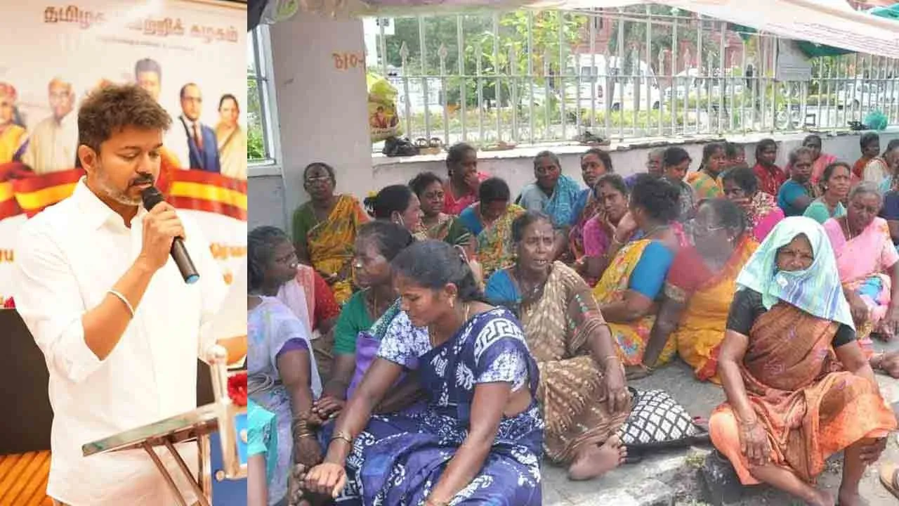  Vijay met sanitation workers in Panayur Photograph: (tvk) 